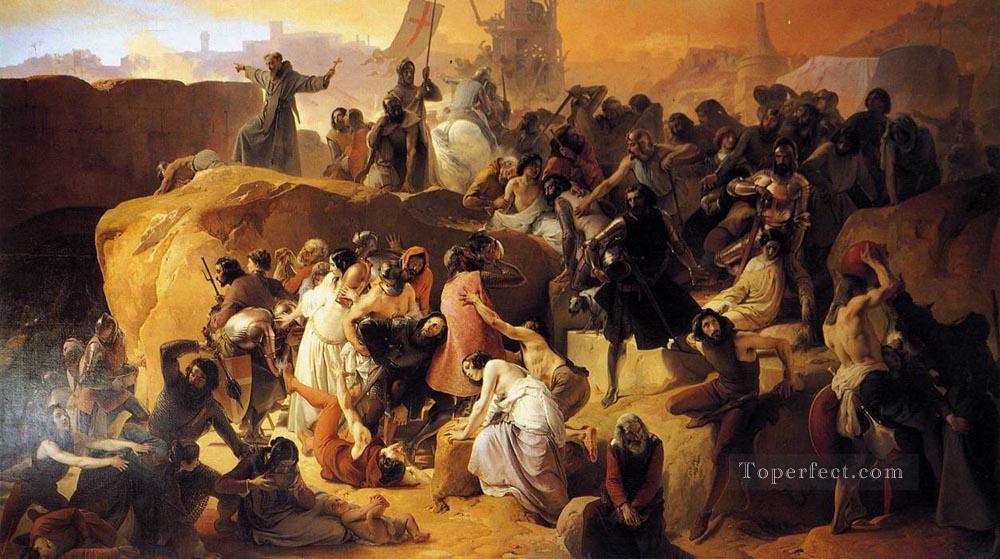 Crusaders Thirsting Near Jerusalem Romanticism Francesco Hayez Oil Paintings